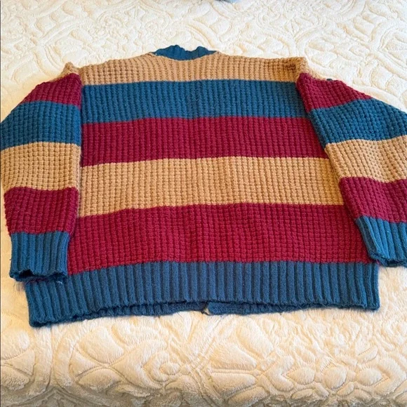 Baltic Born Colorblock Cardigan in Red, Blue, and Tan - Picture 6 of 6